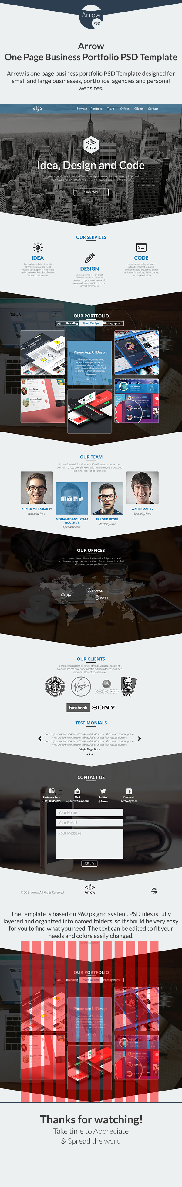 Arrow Free One Page Business Portfolio PSD Template